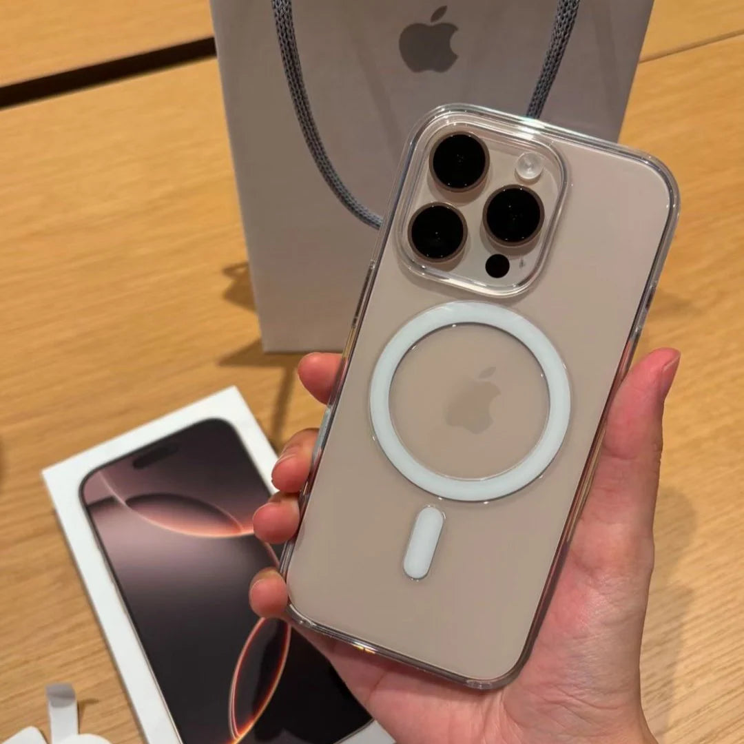 Anti Yellow Magsafe Transparent Clear Case (CRYSTAL CLEAR) + HD Tempered Glass + Stickypod