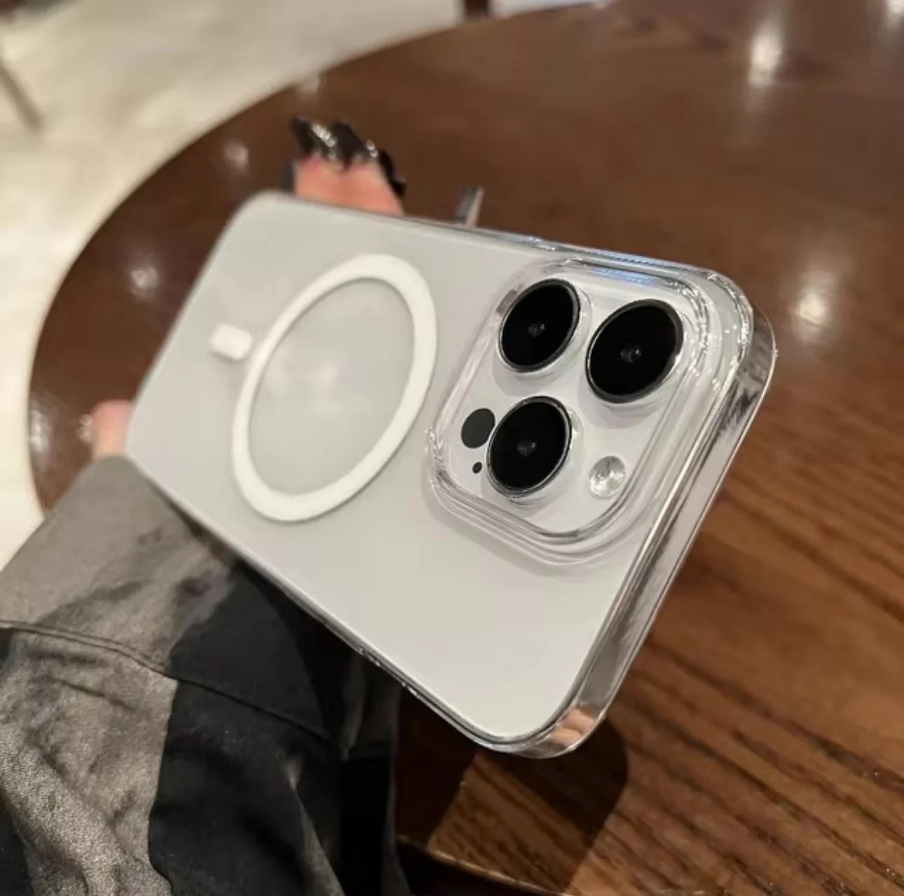 Anti Yellow Magsafe Transparent Clear Case (CRYSTAL CLEAR) + HD Tempered Glass + Stickypod