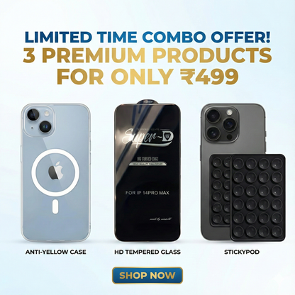 Anti Yellow Magsafe Transparent Clear Case (CRYSTAL CLEAR) + HD Tempered Glass + Stickypod