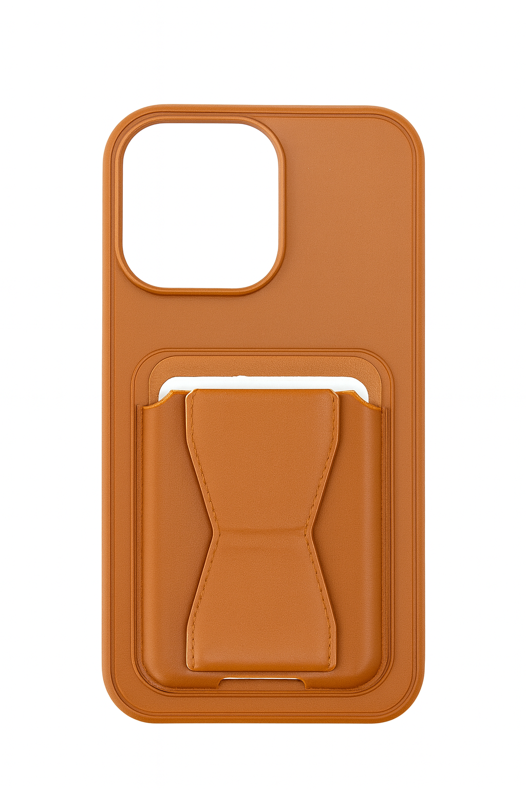 All in One Premium Leather Back Cover for Apple iPhone  with Card Slot & Foldable Grip Holde